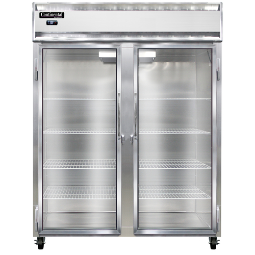 Continental Refrigerator 2RENGD 57" W Two-Section Glass Door Reach-In Extra-Wide Refrigerator