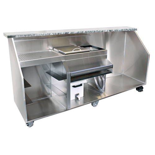 Glastender PBGR96-18 Portable Bar with Stainless Steel Bar Top - 96"W x 12"D