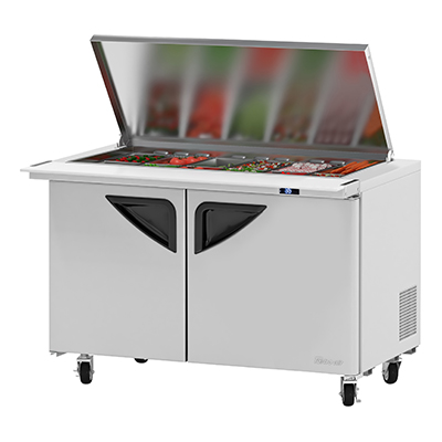 Turbo Air TST-48SD-18-N-FL 48.25" W Two-Section Two Door Super Deluxe Sandwich/Salad Mega Top Unit with Flat Lid