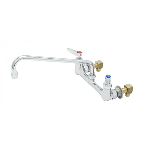 T&S Brass B-0231-CR-EK Pantry Faucet double wall mount 8" centers 12" swing nozzle lever handles stream regulator tip