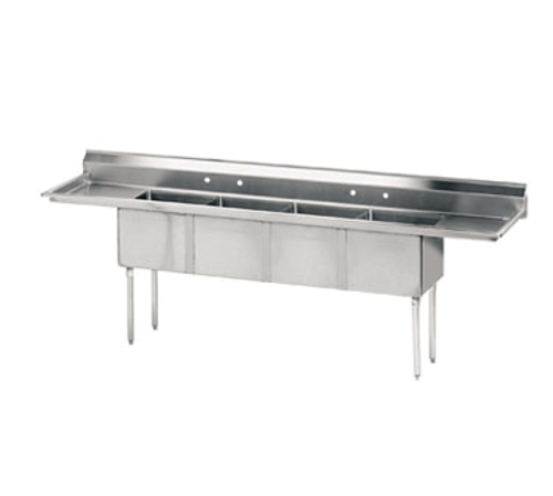 Advance Tabco FE-4-1812-18RL-X 108" W x 23.75" D x 43.5" H Stainless Steel 18 Gauge 4-Compartments Special Value Fabricated Sink