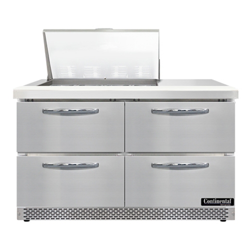 Continental Refrigerator SW48N12M-FB-D 48" W Two-Section Four Drawer Mighty Top Sandwich Unit