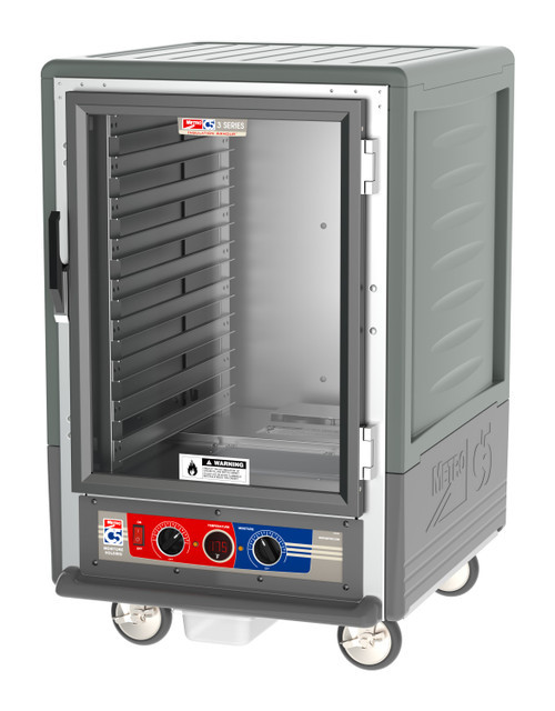 Metro C535-MFC-L-GY C5 3 Series Gray Half-Size Insulated Moisture Heated Holding & Proofing Cabinet with Clear Doors and Lip Load Slides - 120 Volts