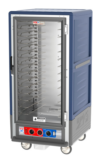 Metro C537-CFC-U-BU C5 3 Series Blue 3/4-Size Insulated Heated Holding & Proofing Cabinet with Clear Door and Universal Wire Slides - 120V