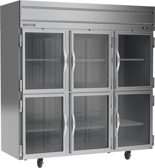 Beverage Air HR3HC-1HG 78" W Three-Section Glass Door Reach-In Refrigerator Reach-In Horizon Series Refrigerator