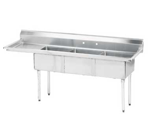Advance Tabco FE-3-2424-24L-X 98.5" W 18 Gauge Galvanized Base Special Value Fabricated Sink