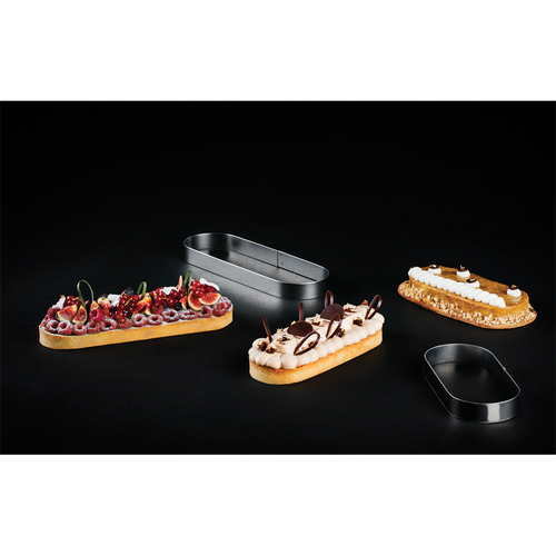 Matfer Bourgeat
 371334
 9.5" x 1"
 Oval
 Stainless Steel
 Mozaik Tartlet Mold