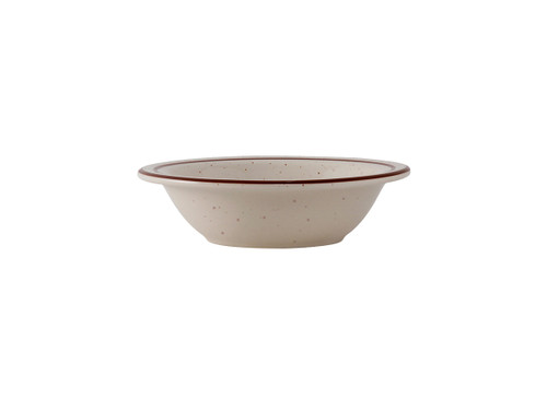 Tuxton TBS-010 6-5/8" 11 Oz. Ceramic American White/Eggshell With Brown Speckle Round Grapefruit (3 Dozen Per Case)
