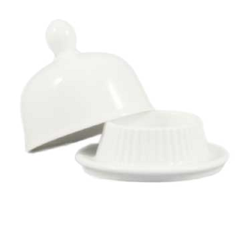 CAC China BUT-1 Super White Porcelain Gourmet Collection Butter Dish Set (24 Set Per Case)