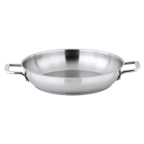 Winco SSOP-12 12.5" Round Stainless Steel Induction Omelet Pan With Handles