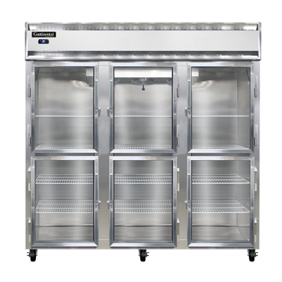 Continental Refrigerator 3RNSAGDHD 78" W Three-Section Glass Door Reach-In Refrigerator