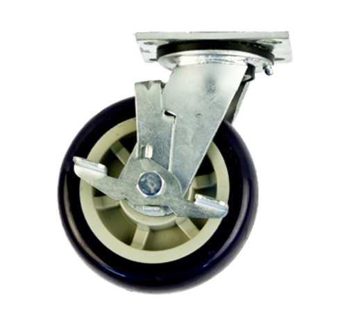 New Age C511 6" Dia Polyurethane Wheel Tread Swivel Plate Caster With Brakes - 700 Lbs.
