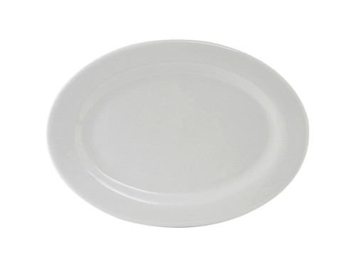 Tuxton ALH-116 Porcelain Porcelain White Oval / Oblong Platter (1 Dozen)
