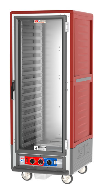 Metro C539-CFC-L C5 3 Series Red Full-Size Insulated Heated Holding & Proofing Cabinet with Clear Door and Lip Load Slides - 120V