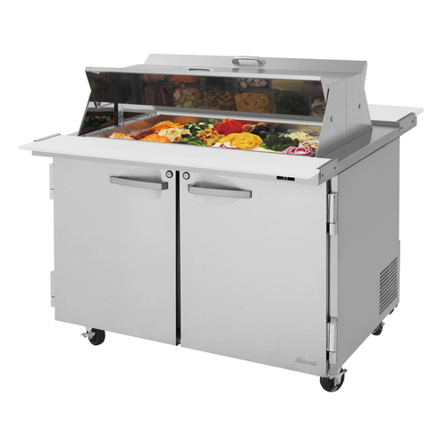 Turbo Air PST-48-18-N-DS 48.25" W Two-Section Two Door PRO Series Mega Top Sandwich/Salad Prep Table with Dual Sided Lid