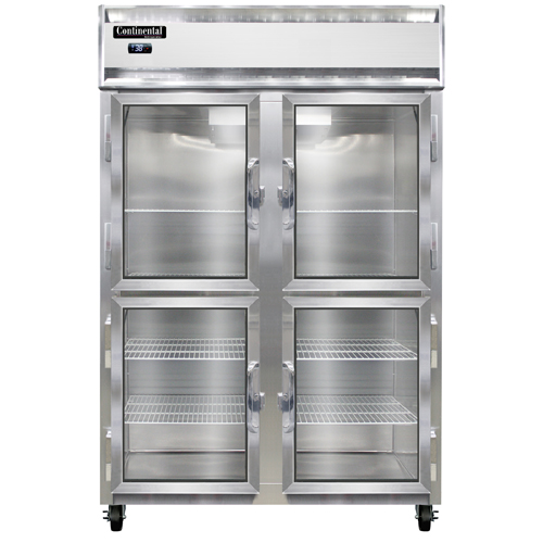 Continental Refrigerator 2RNGDHD 52" W Two-Section Glass Door Reach-In Refrigerator
