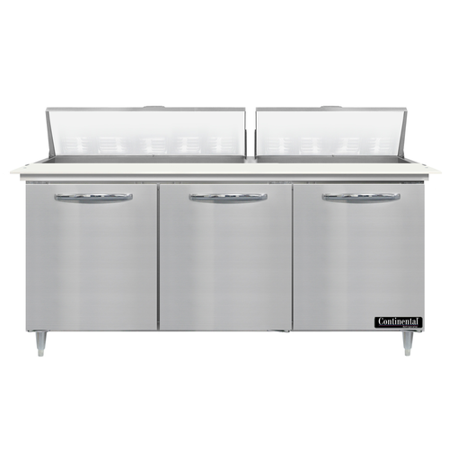 Continental Refrigerator D72N18C 72" W Three-Section Three Door Designer Line Sandwich Unit