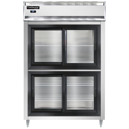 Continental Refrigerator D2RNSGDHD 52" W Two-Section Glass Door Reach-In Designer Line Refrigerator