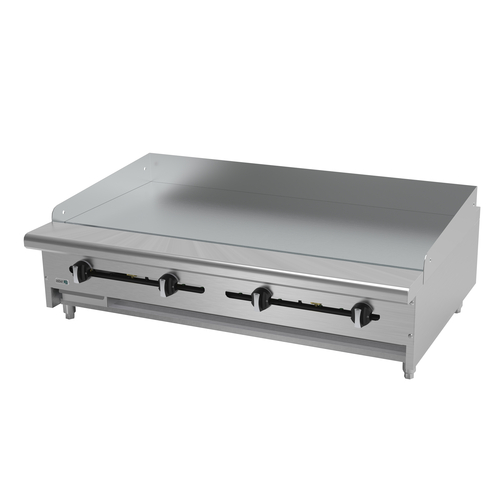 Asber AEMG-48 H 48" W Stainless Steel Liquid Propane Countertop Griddle - 96,000
