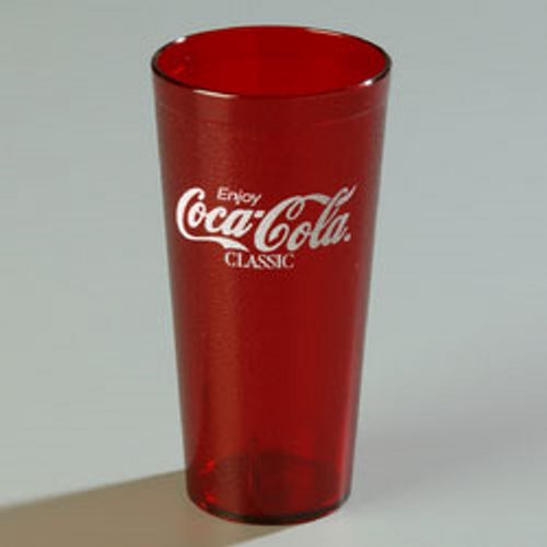 Carlisle 52243550H 24 Oz. Ruby SAN Plastic Textured Exterior Coca-Cola Stackable Tumbler