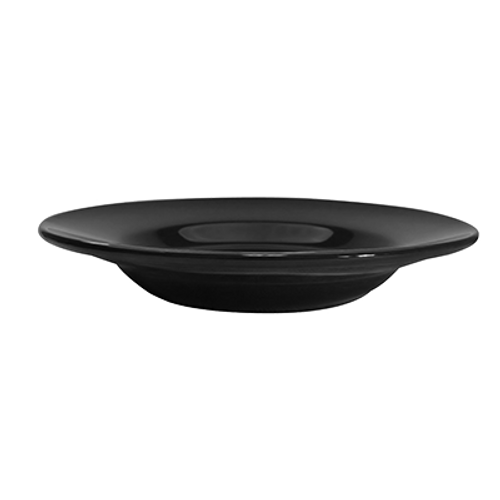 CAC China LV-3-BLK 8.75" Dia. 12 Oz. Black Ceramic Round Las Vegas Soup Plate (2 Dozen Per Case)