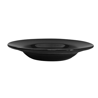 CAC China LV-3-BLK 8.75" Dia. 12 Oz. Black Ceramic Round Las Vegas Soup Plate (2 Dozen Per Case)