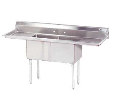 Advance Tabco FE-2-1812-18RL-X 63" - 72" 18-Gauge Stainless Steel Two Compartment Left Drain Special Value Fabricated Sink