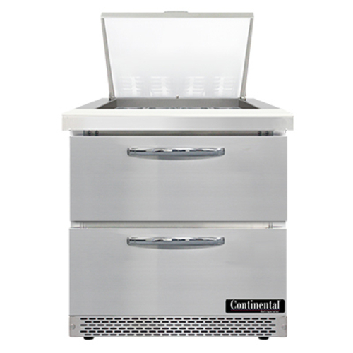 Continental Refrigerator SW32N12M-FB-D 32" W One-Section Two Drawer Mighty Top Sandwich Unit