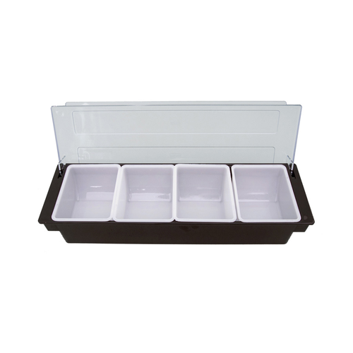 CAC China CDHL-4 Black Plastic 4 Compartment Condiment Holder (6 Each Per Case)