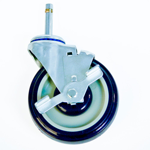 New Age C483 5" Dia Polyurethane Tread Swivel Stem Caster With Brakes - 250 Lbs.