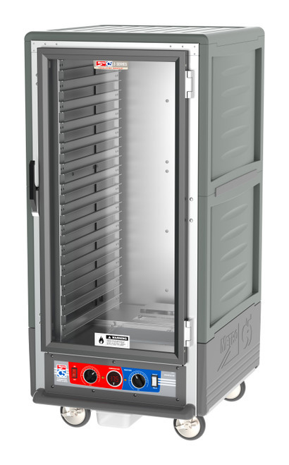 Metro C537-CFC-L-GY C5 3 Series Gray 3/4-Size Insulated Heated Holding & Proofing Cabinet with Clear Door and Lip Load Slides - 120V