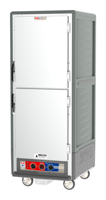 Metro C539-MDS-4-GY C5 3 Series Gray Full-Size Insulated Moisture Heated Holding & Proofing Cabinet with Solid Dutch Doors and Fixed Wire Slides - 120V
