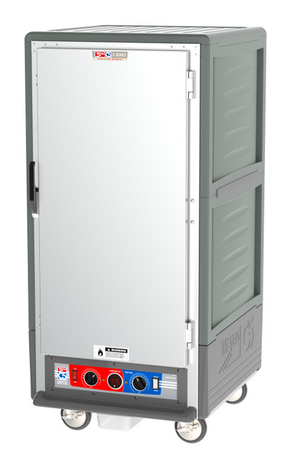 Metro C537-CLFS-L-GY C5 3 Series Gray 3/4-Size Insulated Low Wattage Heated Holding & Proofing Cabinet with Solid Door and Lip Load Slides - 120V