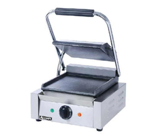 Adcraft SG-811/F 12" W Cast Iron Smooth Plates Countertop Sandwich Grill - 120 Volts