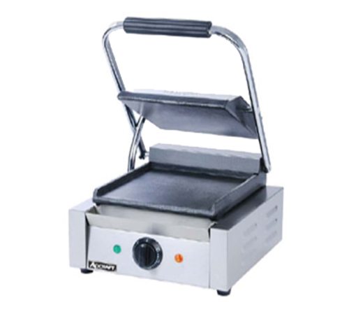 Adcraft SG-811/F 12" W Cast Iron Smooth Plates Countertop Sandwich Grill - 120 Volts