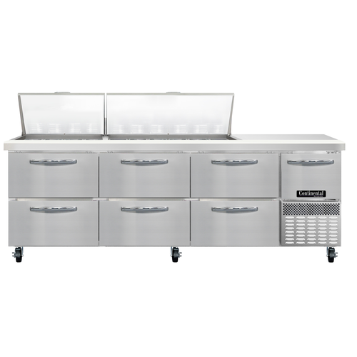 Continental Refrigerator RA93N30M-D 93" W Three-Section Six Drawer Refrigerated Base Sandwich Unit