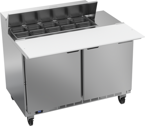Beverage Air SPE48HC-10C 48" W Two-Section Two Door Sandwich Top Refrigerated Counter