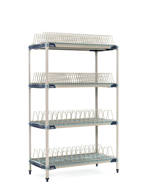 Metro PR48X4 Metromax I Stationary Drying Rack Unit 48"W 4-Tier (4) 74" Posts (2) Cutting Board/Tray Drying Racks (2) Pan Racks