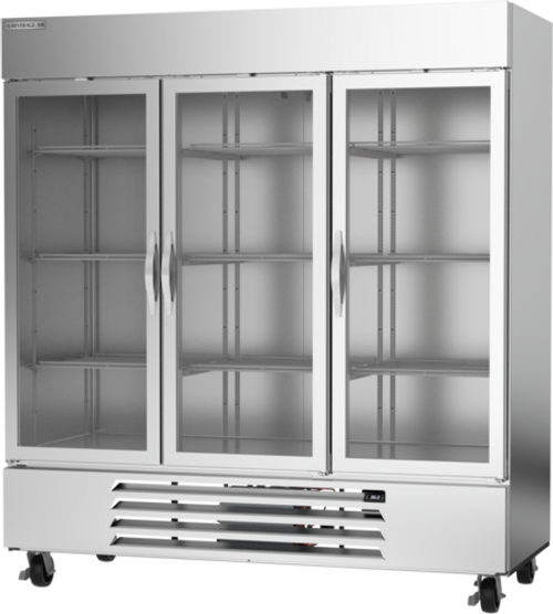 Beverage Air HBR72HC-1-G 75" W Three-Section Glass Door Reach-In Horizon Series Refrigerator