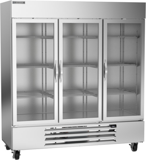 Beverage Air HBR72HC-1-G 75" W Three-Section Glass Door Reach-In Horizon Series Refrigerator