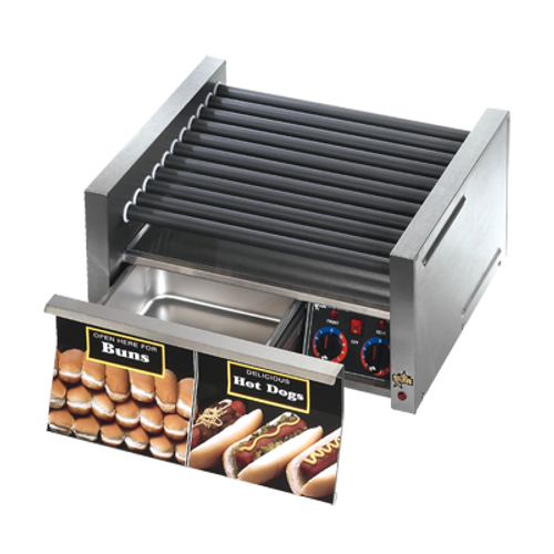 Star 30STBD Grill-Max Hot Dog Grill 12.5" x 23.75" x 20.63" Roller Type with Integrated Bun Drawer Capacity 30 Hot Dogsand 32 Buns