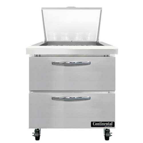 Continental Refrigerator SW32N12M-D 32" W One-Section Two Drawer Mighty Top Sandwich Unit