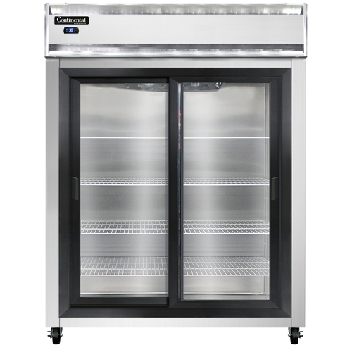 Continental Refrigerator 2RESNSGD 57" W Two-Section Glass Door Reach-In Extra-Wide Refrigerator