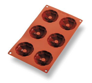 Matfer Bourgeat 257931 Gastroflex Mini Kugelhopf Mold 6 Per Sheet 2-7/8" Dia. x 1-1/2"H Mini Kugelhopfs Food Grade Silicone
