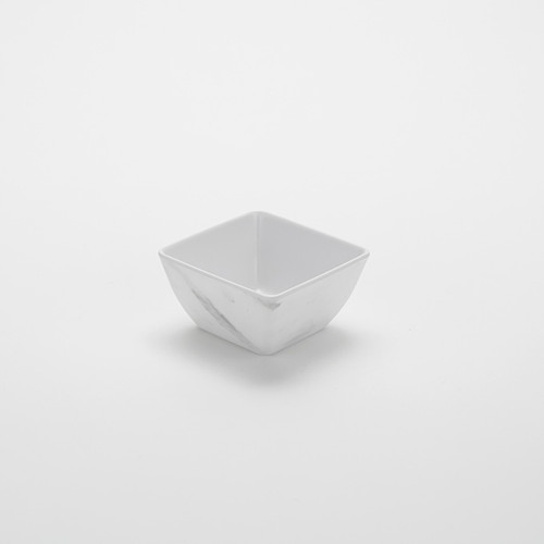 American Metalcraft MWMSQ5 19 Oz. Plastic White Marble Pattern Square Bowl