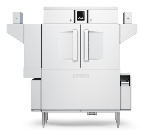 Hobart CL54-ADV+BUILDUP Low Temp Conveyor Dishwasher With Booster Heater 0.56 Gallon and Rack Stainless Steel Enclosure Panels
