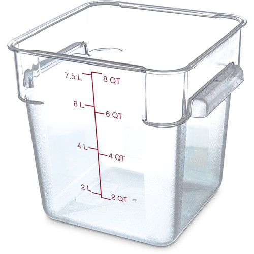 Carlisle 1195307 8 Qt. Clear with Red Print Polycarbonate Squares Food Storage Container