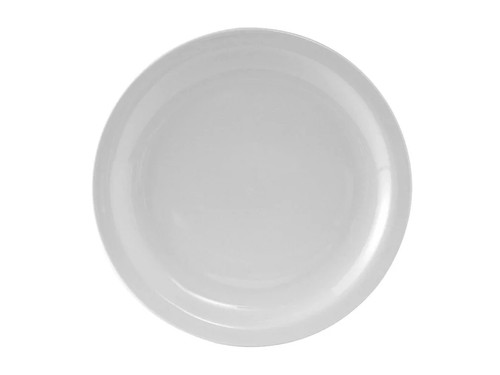 Tuxton CLA-094 9-1/2" Porcelain Porcelain White Round Plate (2 Dozen Per Case)