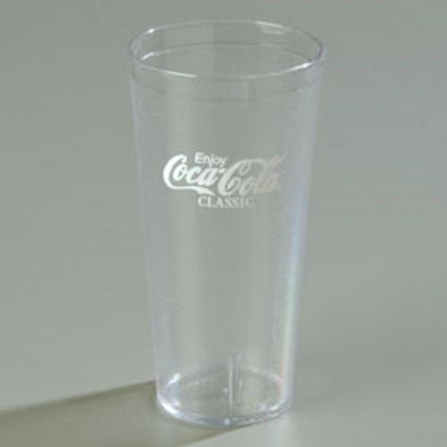 Carlisle 52243550G 24 Oz. Clear SAN Plastic Textured Exterior Coca-Cola Stackable Tumbler