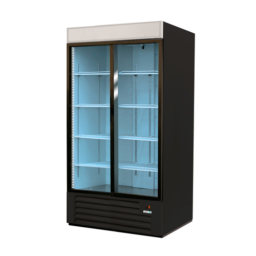 Asber ARMD-47-SD A 54" W Black Two-Section Glass Doors Refrigerated Merchandiser - 115 Volts